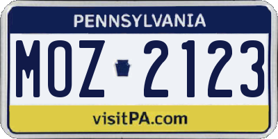 PA license plate MOZ2123