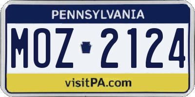 PA license plate MOZ2124
