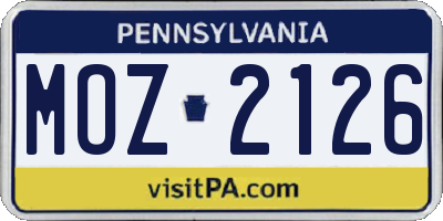 PA license plate MOZ2126