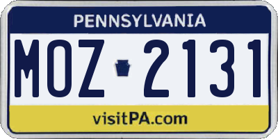 PA license plate MOZ2131