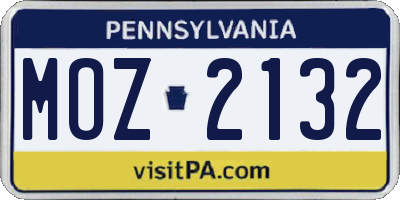 PA license plate MOZ2132