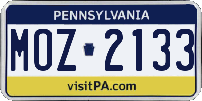 PA license plate MOZ2133