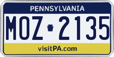 PA license plate MOZ2135