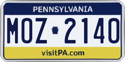 PA license plate MOZ2140
