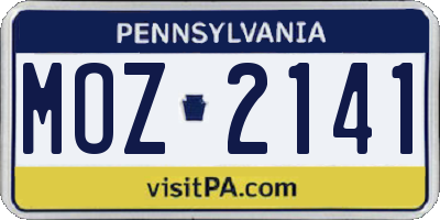 PA license plate MOZ2141