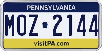 PA license plate MOZ2144