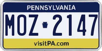 PA license plate MOZ2147