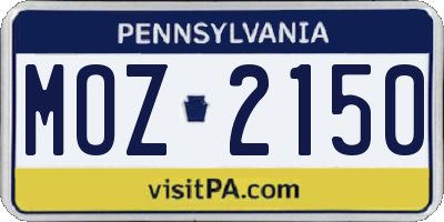 PA license plate MOZ2150