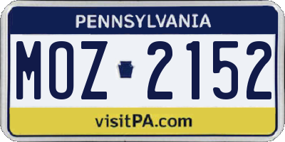 PA license plate MOZ2152