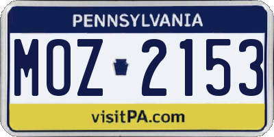 PA license plate MOZ2153
