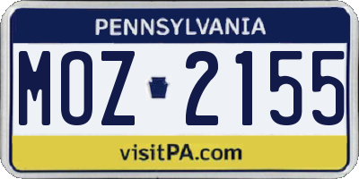 PA license plate MOZ2155