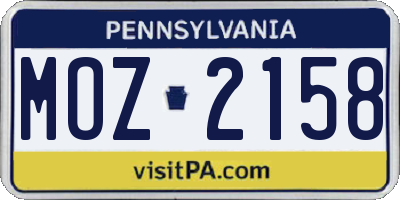 PA license plate MOZ2158
