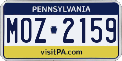 PA license plate MOZ2159