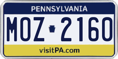 PA license plate MOZ2160
