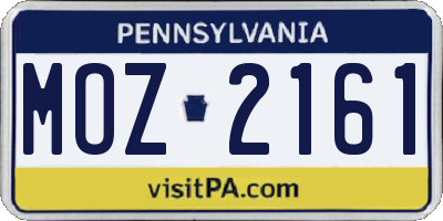 PA license plate MOZ2161