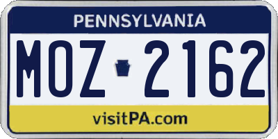 PA license plate MOZ2162