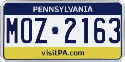 PA license plate MOZ2163