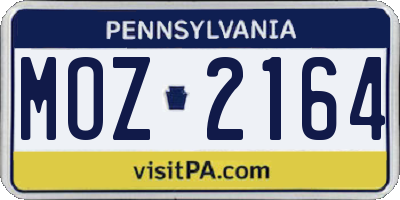 PA license plate MOZ2164