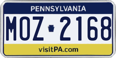 PA license plate MOZ2168