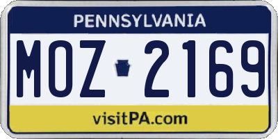 PA license plate MOZ2169