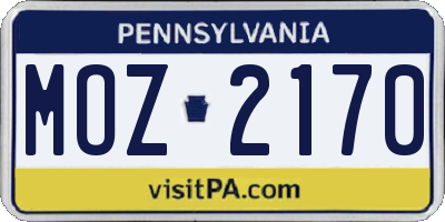 PA license plate MOZ2170