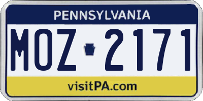 PA license plate MOZ2171