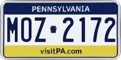PA license plate MOZ2172