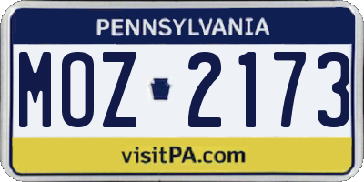 PA license plate MOZ2173