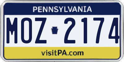 PA license plate MOZ2174