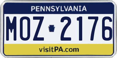 PA license plate MOZ2176