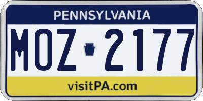 PA license plate MOZ2177