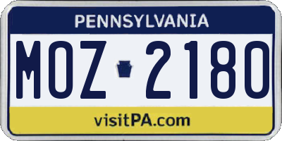 PA license plate MOZ2180