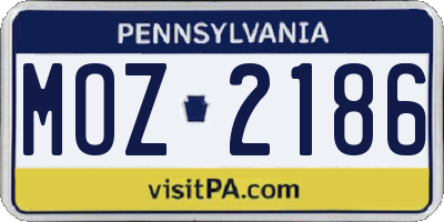 PA license plate MOZ2186