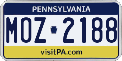PA license plate MOZ2188