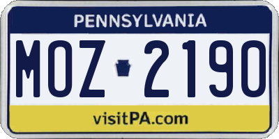 PA license plate MOZ2190