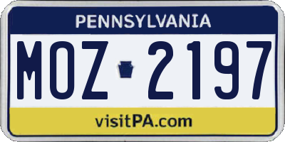 PA license plate MOZ2197