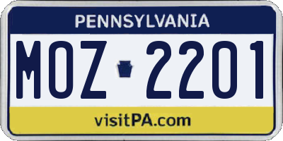 PA license plate MOZ2201