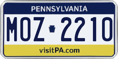 PA license plate MOZ2210