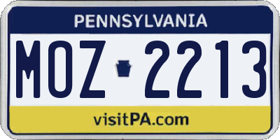 PA license plate MOZ2213