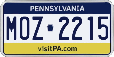 PA license plate MOZ2215