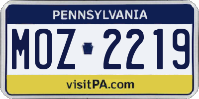 PA license plate MOZ2219