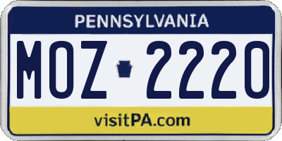 PA license plate MOZ2220