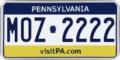 PA license plate MOZ2222