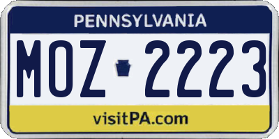PA license plate MOZ2223