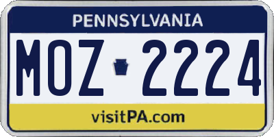PA license plate MOZ2224