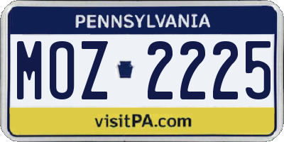 PA license plate MOZ2225