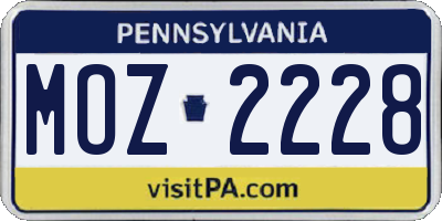 PA license plate MOZ2228