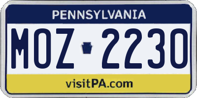 PA license plate MOZ2230