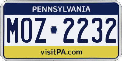 PA license plate MOZ2232