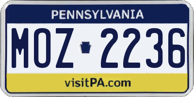 PA license plate MOZ2236
